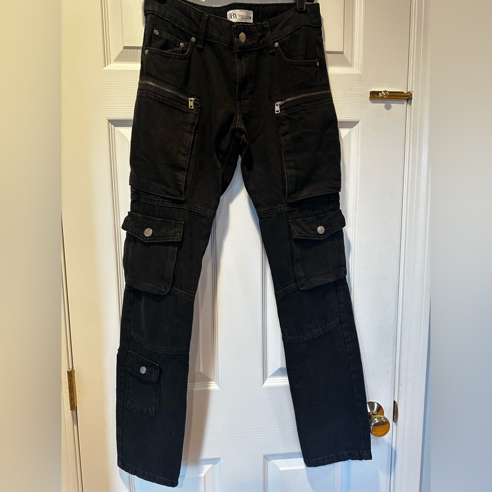 Black Cargo Utility Jeans - Unbranded